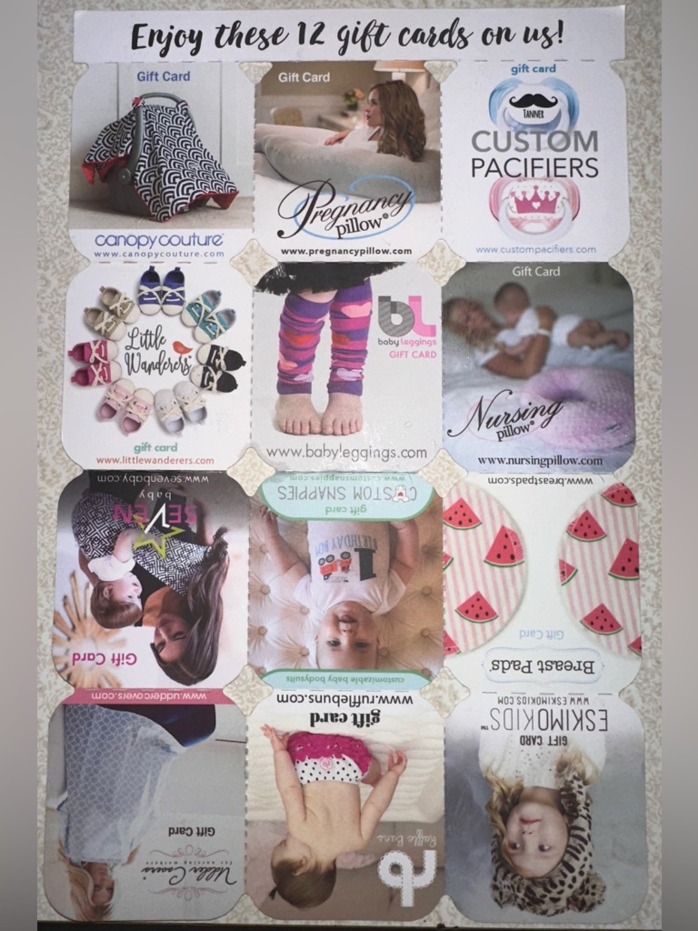 12 Gifts Cards Adding Up To $535